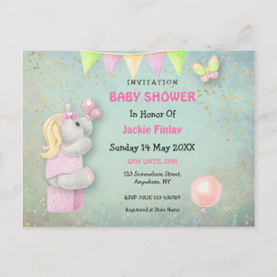 Cute Unicorn/Butterflies Baby shower Invitation Briefkaart