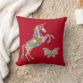 Cute Unicorn Butterfly Flowers Coussin pour enfant (Couverture)
