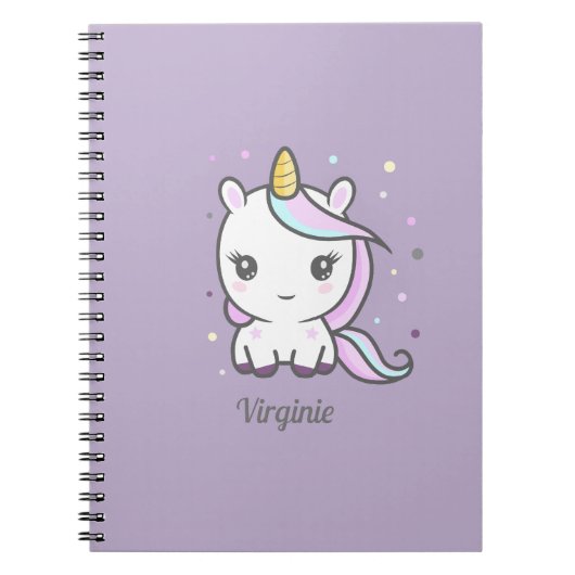 Cute Unicorn Carnet violet (Devant)