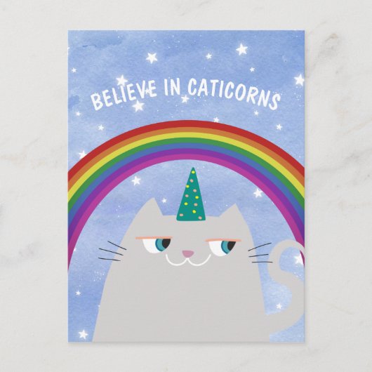 Cute Unicorn Cat Briefkaart (Voorkant)