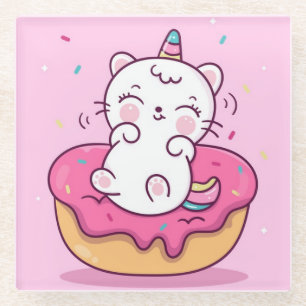 Cute Unicorn Cat Glazen Onderzetter