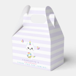 Cute Unicorn Cat - Lavender Striped Kids Birthday Bedankdoosjes