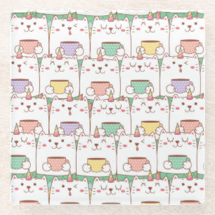 Cute Unicorn Cats Glazen Onderzetter
