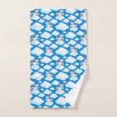 Cute Unicorn Clouds Whimsical Blue Patroon Bad Handdoek (Handdoek)