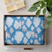 Cute Unicorn Clouds Whimsical Blue Patroon Tissuepapier (Geschenk)