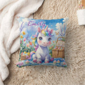 Cute Unicorn Coussin de pique-nique - Nom modifiab (Couverture)