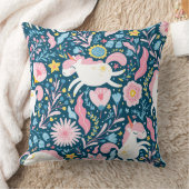 Cute Unicorn Coussin floral, animal lunaire (Couverture)