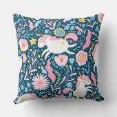 Cute Unicorn Coussin floral, animal lunaire (Verso)