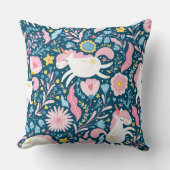 Cute Unicorn Coussin floral, animal lunaire (Recto)