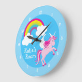 Cute Unicorn Custom Blue Grote Klok (Hoek)