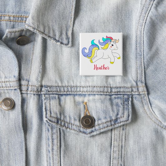 Cute Unicorn Custom Name Persoonlijke Button (In situ)