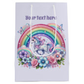 Cute unicorn customizable party medium cadeauzakje (Achterkant)
