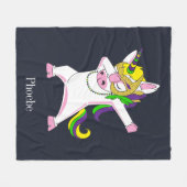 Cute Unicorn Dabbing Paars Pink Fleece Deken (Voorkant (Horizontaal))