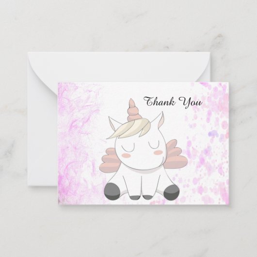 Cute Unicorn Dank je kaarten Notitiekaartje (Voorkant)