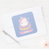 Cute Unicorn dans Doughnut Girls Nom Stickers (Enveloppe)