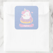 Cute Unicorn dans Doughnut Girls Nom Stickers (Sac)