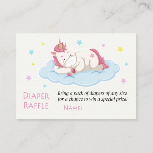 Cute Unicorn Diaper Raffle Tickets (Voorkant)