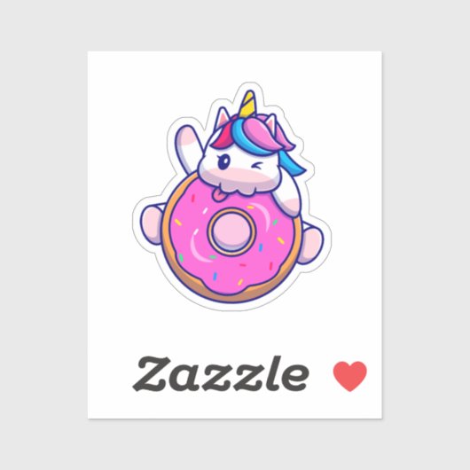 Cute Unicorn Donut Sticker (Vel)