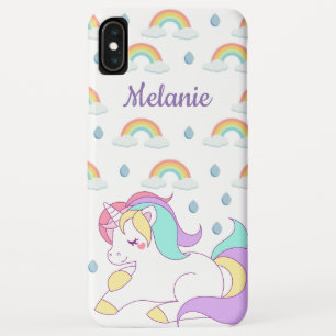 Cute Unicorn en Rainbows, gepersonaliseerd iPhone XS Max Hoesje