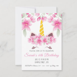 Cute Unicorn Enfants Anniversaire Invitation