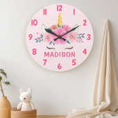 Cute Unicorn Eyelashes Girls Bedroom Wall Horloge