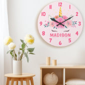 Cute Unicorn Eyelashes Girls Bedroom Wall Horloge
