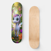 Cute Unicorn Fantasy Forest Cool Children Art Skateboard (Voorkant)