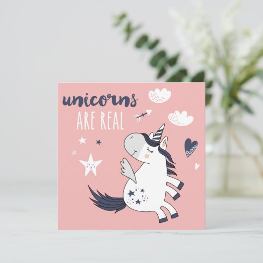 Cute Unicorn Feestdagenkaart (Staand voorkant)