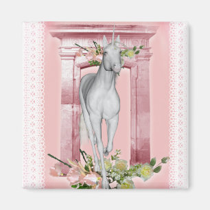 Cute Unicorn Flowers 1 Magneet