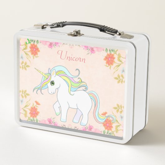 Cute Unicorn & Flowers op Light Pink (Voorkant)