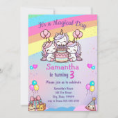 Cute Unicorn Girl Anniversaire Invitation (Devant)