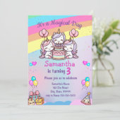 Cute Unicorn Girl Anniversaire Invitation (Debout devant)