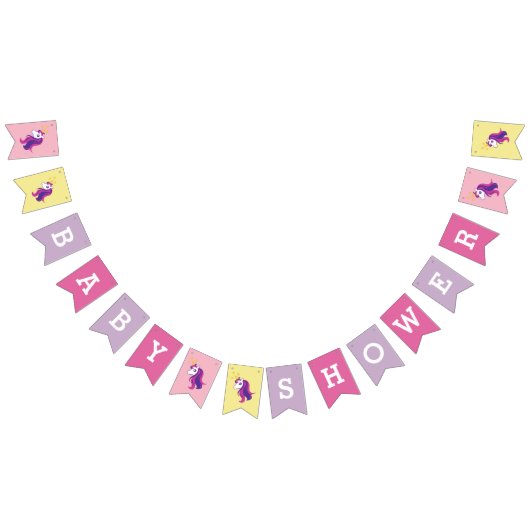 Cute Unicorn Girl Baby shower Bunting Banner Flags (Alle)