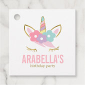 Cute Unicorn Girls Birthday Party Bedankjes Labels (Voorkant)