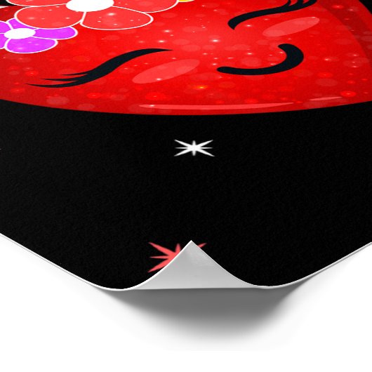 Cute Unicorn Heart Valentijnsdag Girls Kinder Poster (Hoek)