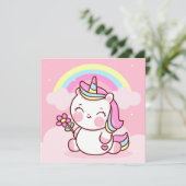 Cute Unicorn Holiday Kaart (Staand voorkant)