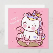 Cute Unicorn Holiday Kaart (Voorkant / Achterkant)