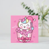 Cute Unicorn Holiday Kaart (Staand voorkant)