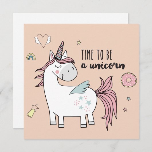 Cute Unicorn Holiday Kaart (Voorkant / Achterkant)