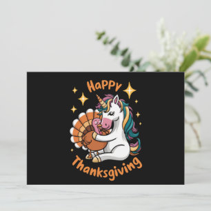 Cute Unicorn Hugs Turkey Happy Thanksgiving Girls Feestdagenkaart