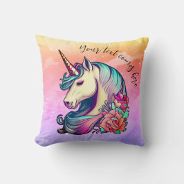 Cute Unicorn in Colorful Sky Kussen