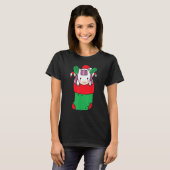 Cute Unicorn in de kerstsok met snoepriet T-shirt (Voorkant volledig)