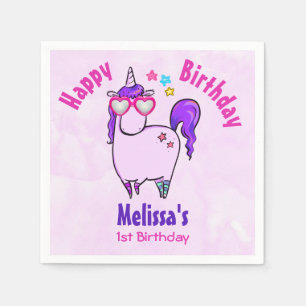 Cute Unicorn in Heart Shaped Glasses Birthday Servet