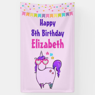 Cute Unicorn in Heart Shaped Glasses Birthday Spandoek