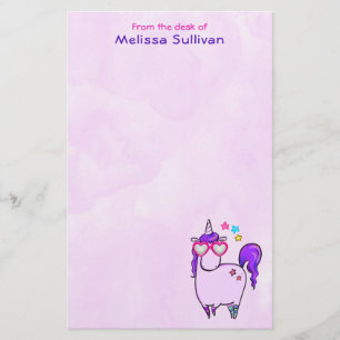 Cute Unicorn in Heart Shaped Glasses Briefpapier