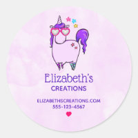 Cute Unicorn in Heart Shaped Glasses Business