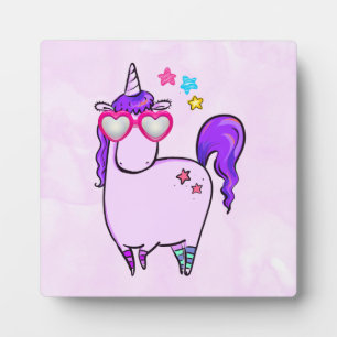 Cute Unicorn in Heart Shaped Glasses Fotoplaat