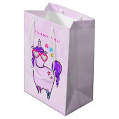Cute Unicorn in Heart Shaped Glasses Medium Cadeauzakje (Achterkant Gekanteld)