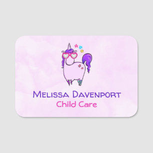 Cute Unicorn in Heart Shaped Glasses Naamplaatje