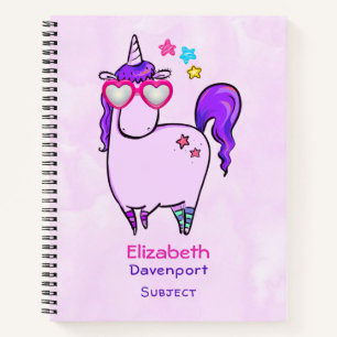 Cute Unicorn in Heart Shaped Glasses Notitieboek